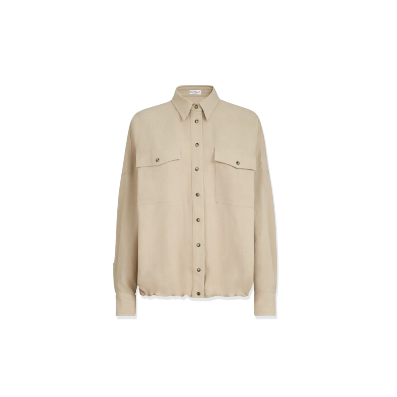 BRUNELLO CUCINELLI VISCOSE AND LINEN FLUID TWILL SHIRT 261MH126NE416